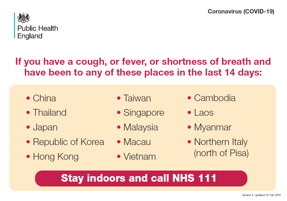 Coronavirus call 111 Coronavirus call 111
